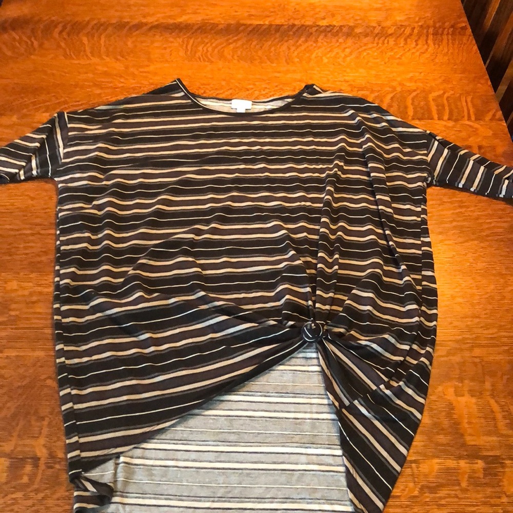Lularoe Black and Grey Stripe Irma - XL